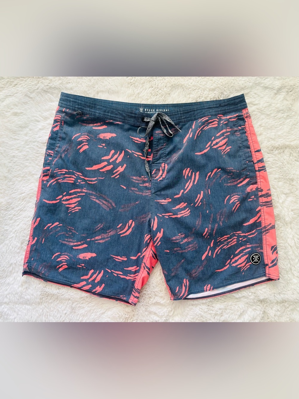 Roark Revival Mens Boardshorts Chiller Coral & Grey Swim Shorts Size: 36